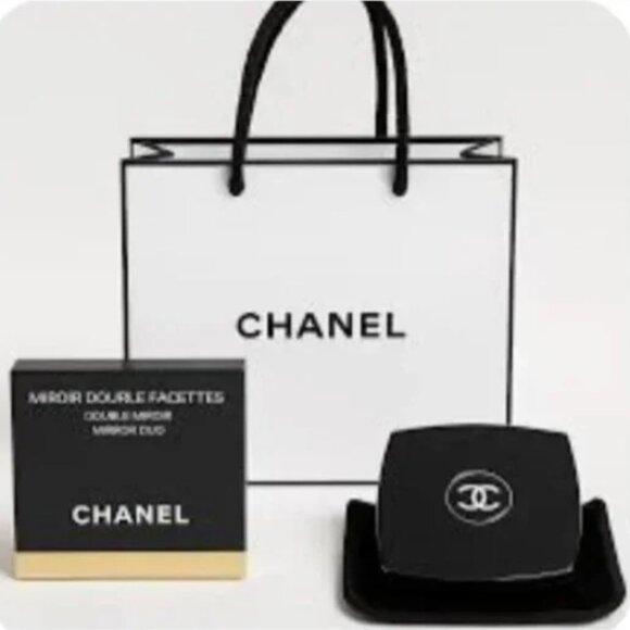 AUTHENTIC CHANEL MIRROR DOUBLE FACETTES MIRROR DUO COMPACT CLASSIC BLACK - Picture 1 of 6